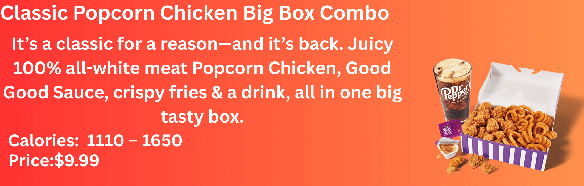 Classic Popcorn Chicken Big Box Combo Jack In The Box